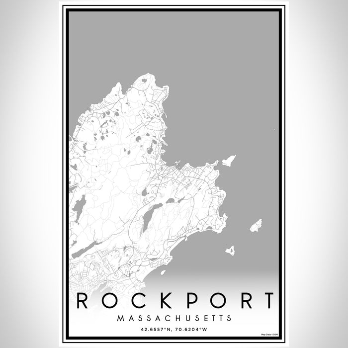 Rockport Massachusetts Map Print Portrait Orientation in Classic Style With Shaded Background