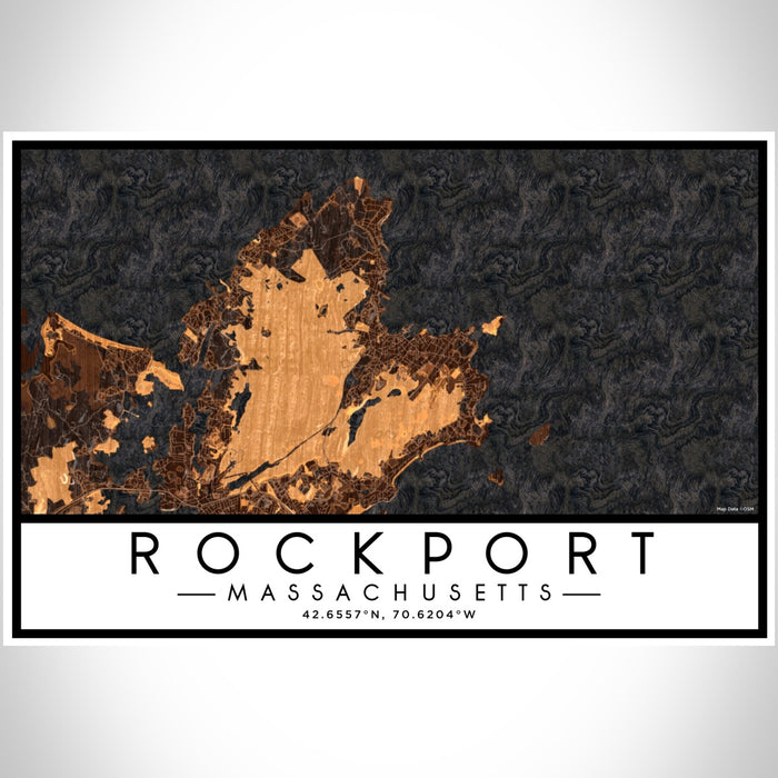 Rockport Massachusetts Map Print Landscape Orientation in Ember Style With Shaded Background