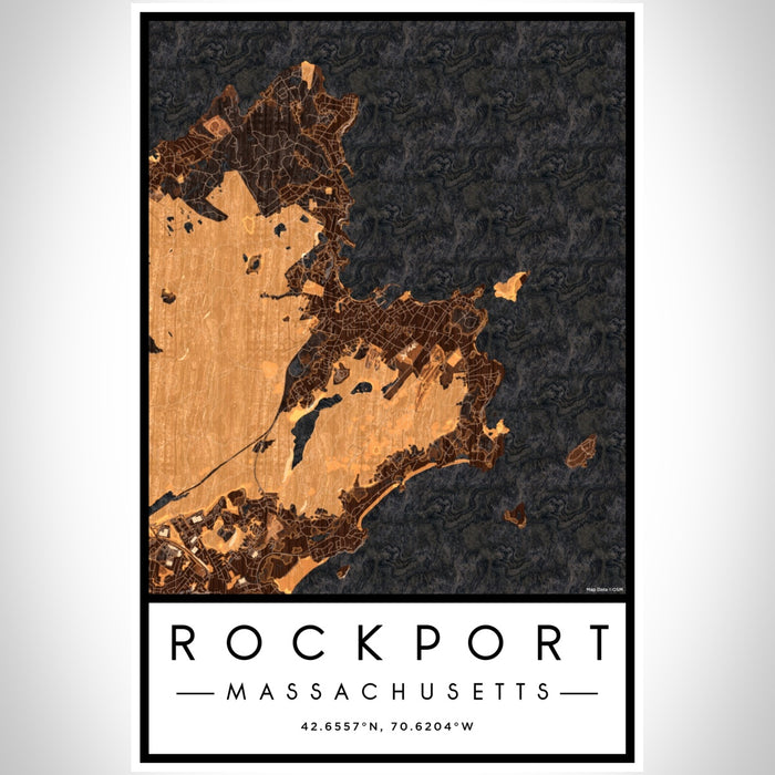 Rockport Massachusetts Map Print Portrait Orientation in Ember Style With Shaded Background