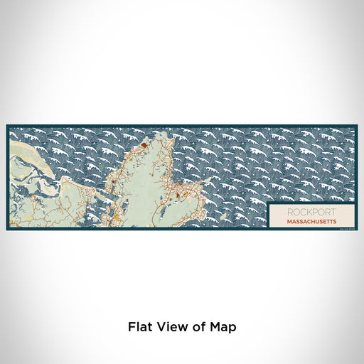 Flat View of Map Custom Rockport Massachusetts Map Enamel Mug in Woodblock