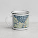 Left View Custom Rockport Massachusetts Map Enamel Mug in Woodblock