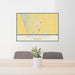 24x36 Rock Port Missouri Map Print Lanscape Orientation in Woodblock Style Behind 2 Chairs Table and Potted Plant