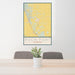 24x36 Rock Port Missouri Map Print Portrait Orientation in Woodblock Style Behind 2 Chairs Table and Potted Plant