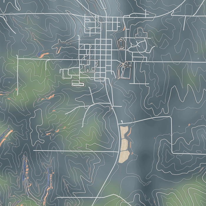 Rock Port Missouri Map Print in Afternoon Style Zoomed In Close Up Showing Details