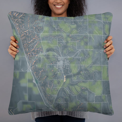 Person holding 22x22 Custom Rock Port Missouri Map Throw Pillow in Afternoon