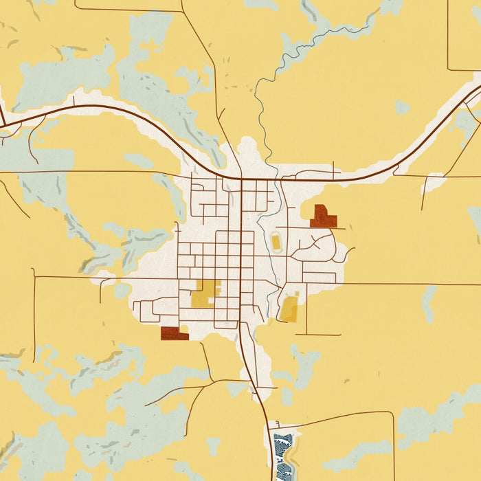 Rock Port Missouri Map Print in Woodblock Style Zoomed In Close Up Showing Details