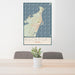 24x36 Rockport Texas Map Print Portrait Orientation in Woodblock Style Behind 2 Chairs Table and Potted Plant