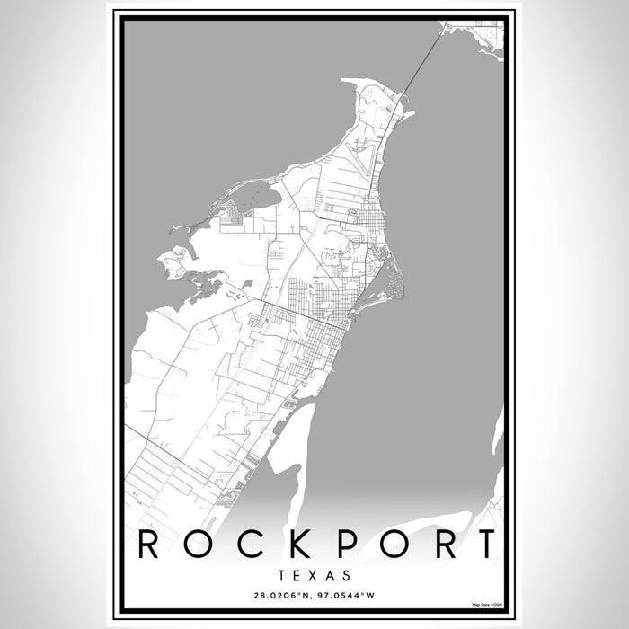 Rockport Texas Map Print Portrait Orientation in Classic Style With Shaded Background