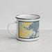 Left View Custom Rockport Texas Map Enamel Mug in Woodblock