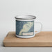 Right View Custom Rockport Texas Map Enamel Mug in Woodblock