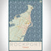 Rockport Texas Map Print Portrait Orientation in Woodblock Style With Shaded Background