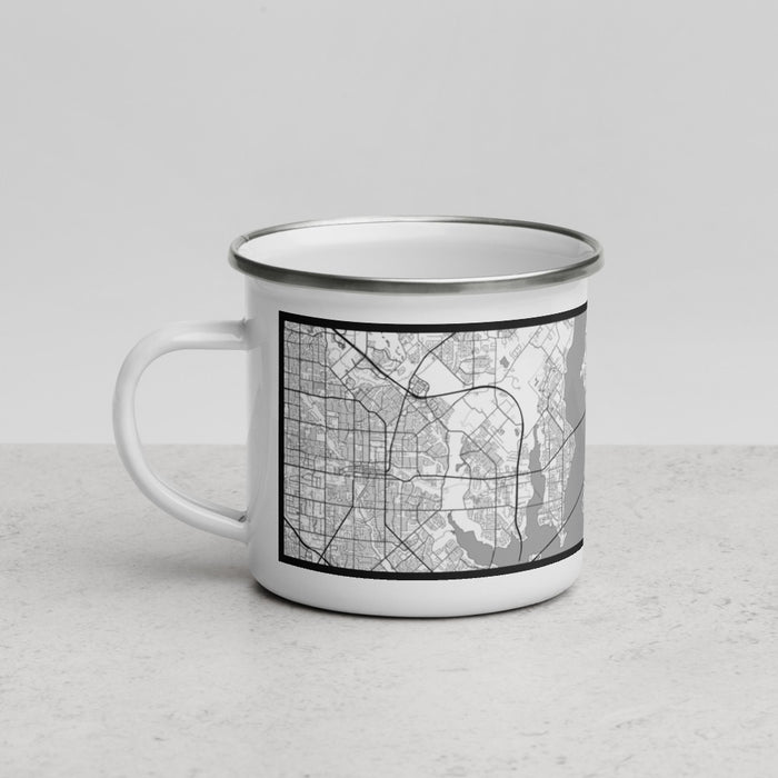 Left View Custom Rockwall Texas Map Enamel Mug in Classic