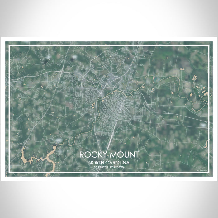 Rocky Mount North Carolina Map Print Landscape Orientation in Afternoon Style With Shaded Background
