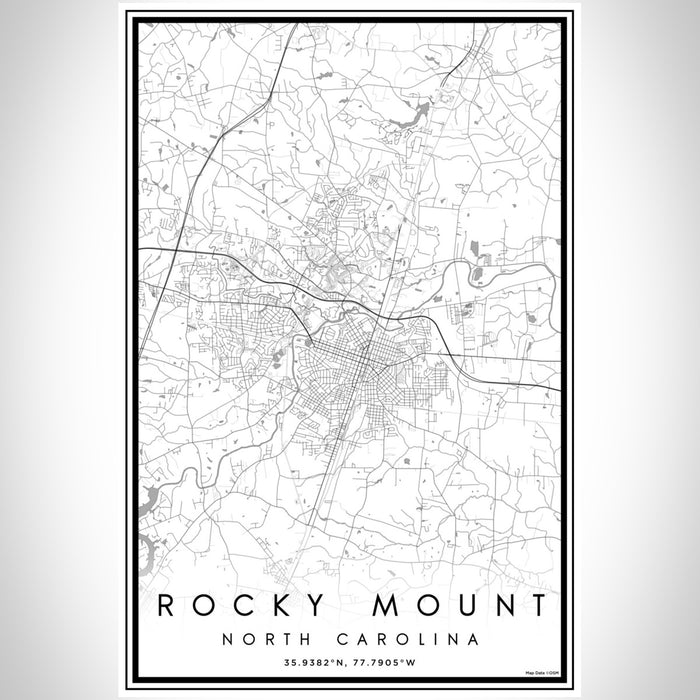 Rocky Mount North Carolina Map Print Portrait Orientation in Classic Style With Shaded Background