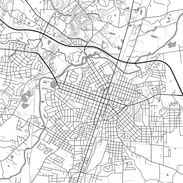 Rocky Mount North Carolina Map Print in Classic Style Zoomed In Close Up Showing Details