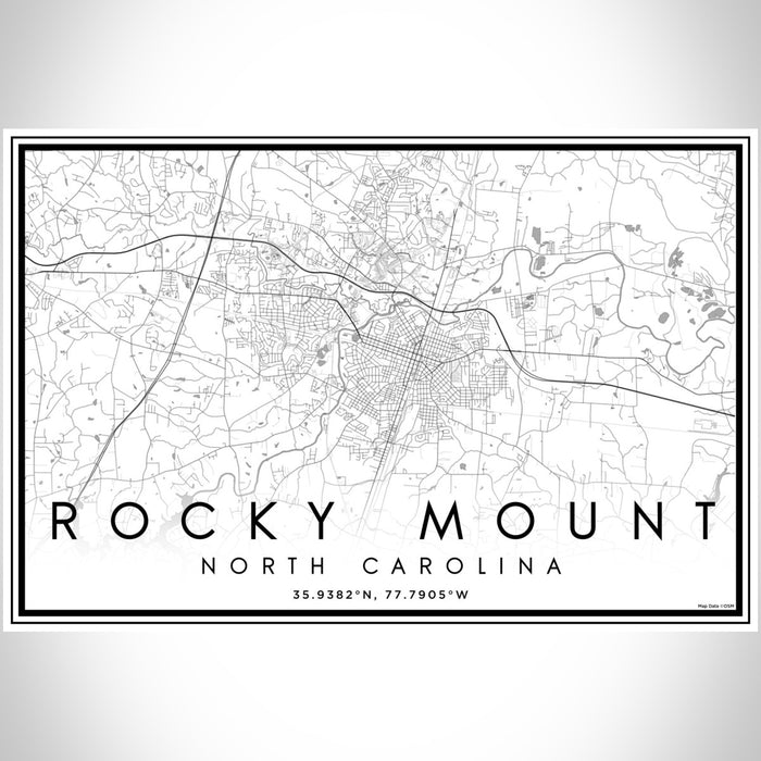 Rocky Mount North Carolina Map Print Landscape Orientation in Classic Style With Shaded Background