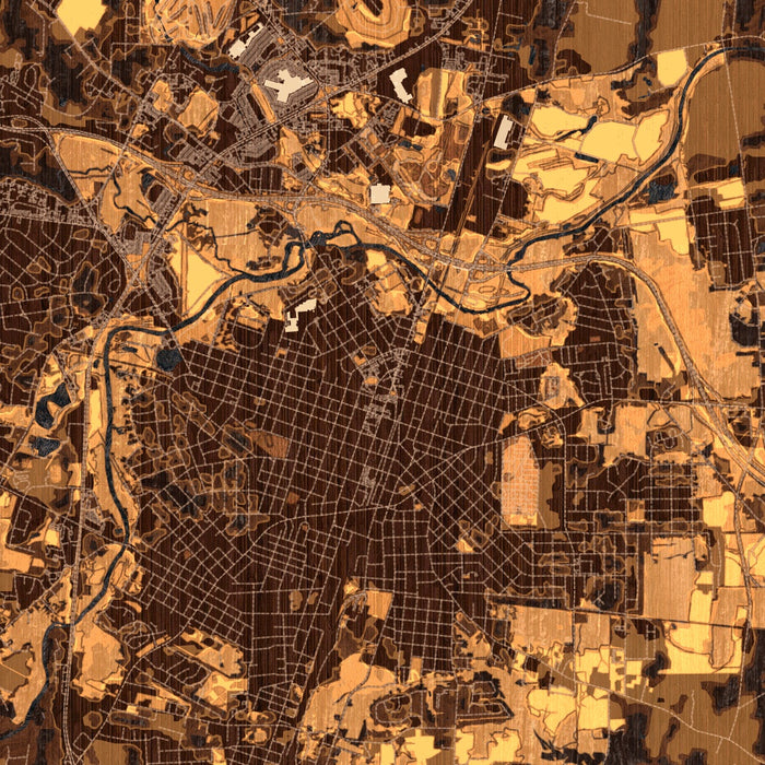 Rocky Mount North Carolina Map Print in Ember Style Zoomed In Close Up Showing Details