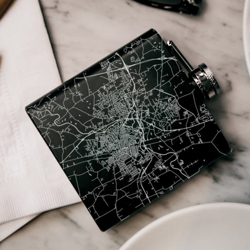 Rocky Mount North Carolina Custom Engraved City Map Inscription Coordinates on 6oz Stainless Steel Flask in Black