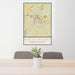 24x36 Rocky Mount North Carolina Map Print Portrait Orientation in Woodblock Style Behind 2 Chairs Table and Potted Plant
