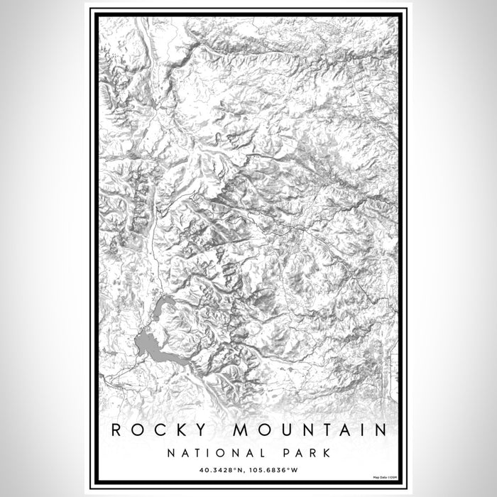 Rocky Mountain National Park Map Print Portrait Orientation in Classic Style With Shaded Background