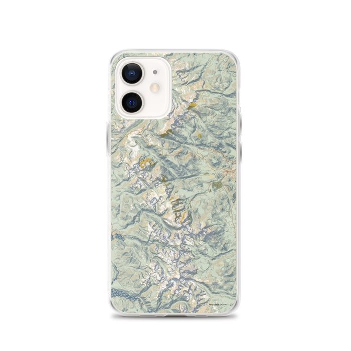 Custom Rocky Mountain National Park Map iPhone 12 Phone Case in Woodblock