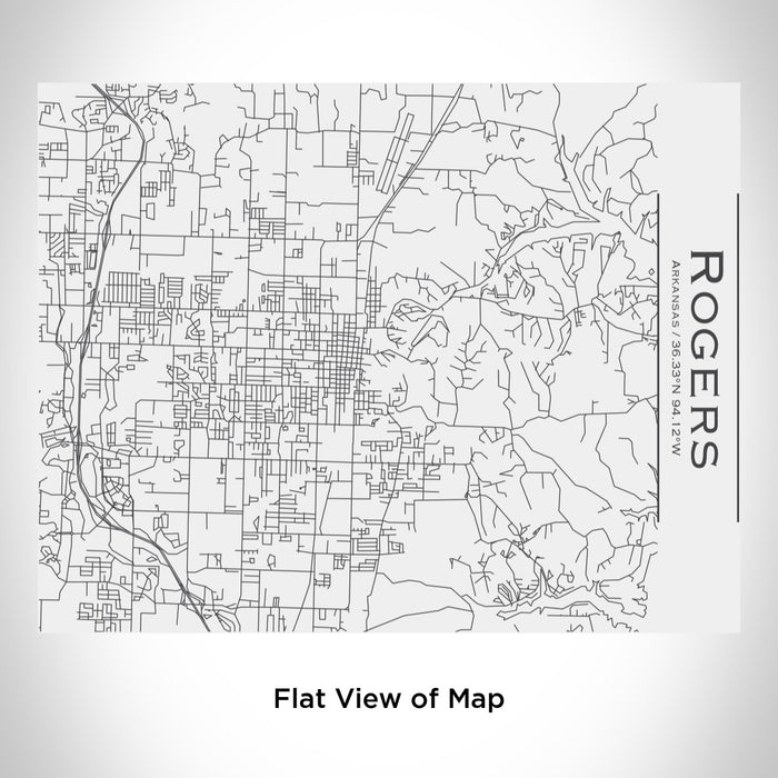 Rendered View of Rogers Arkansas Map Engraving on 20oz Stainless Steel Insulated Bottle with Bamboo Top in White