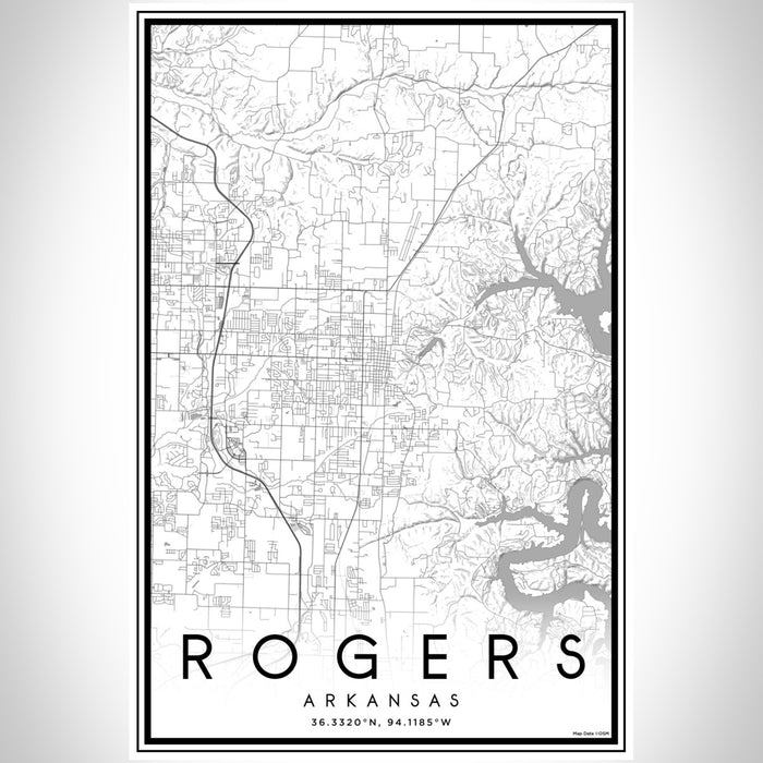 Rogers Arkansas Map Print Portrait Orientation in Classic Style With Shaded Background
