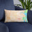 Custom Rogers Arkansas Map Throw Pillow in Watercolor on Blue Colored Chair