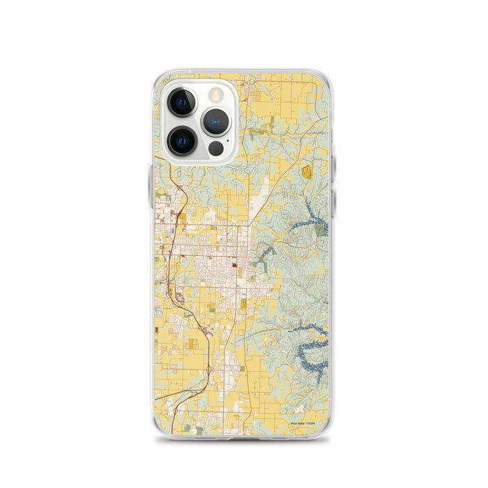 Custom Rogers Arkansas Map iPhone 12 Pro Phone Case in Woodblock