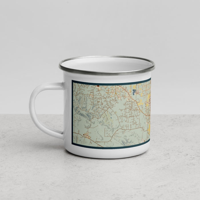 Left View Custom Rohnert Park California Map Enamel Mug in Woodblock