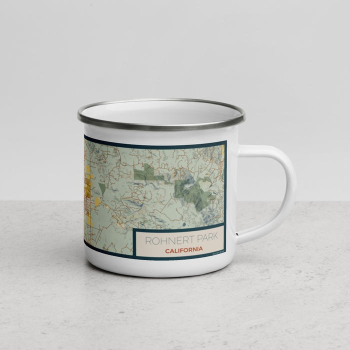Right View Custom Rohnert Park California Map Enamel Mug in Woodblock