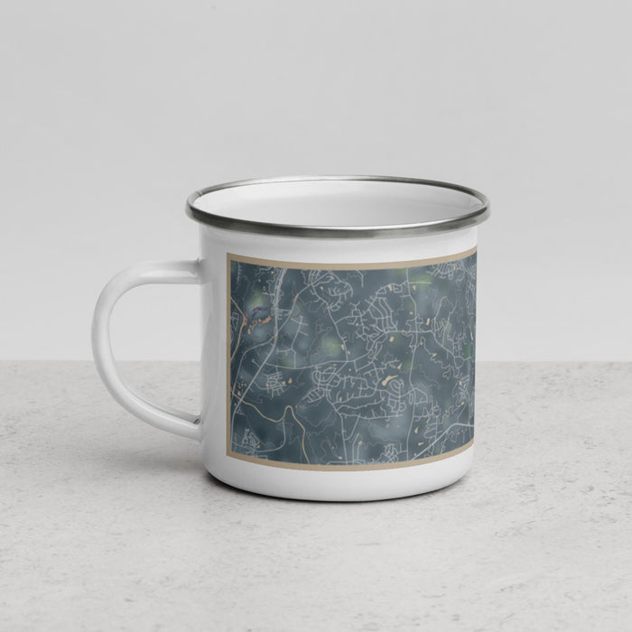 Left View Custom Rolesville North Carolina Map Enamel Mug in Afternoon