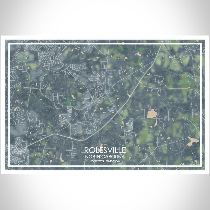 Rolesville North Carolina Map Print Landscape Orientation in Afternoon Style With Shaded Background