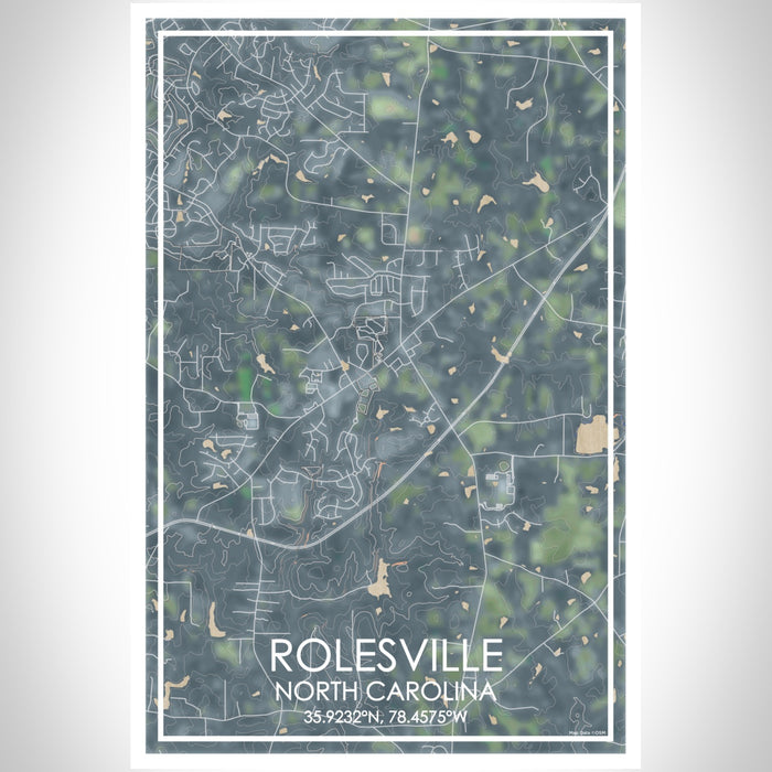 Rolesville North Carolina Map Print Portrait Orientation in Afternoon Style With Shaded Background