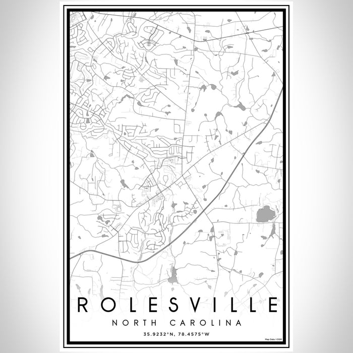 Rolesville North Carolina Map Print Portrait Orientation in Classic Style With Shaded Background