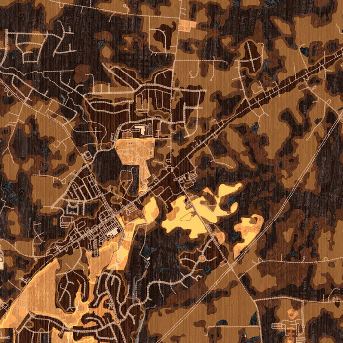 Rolesville North Carolina Map Print in Ember Style Zoomed In Close Up Showing Details