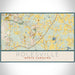 Rolesville North Carolina Map Print Landscape Orientation in Woodblock Style With Shaded Background