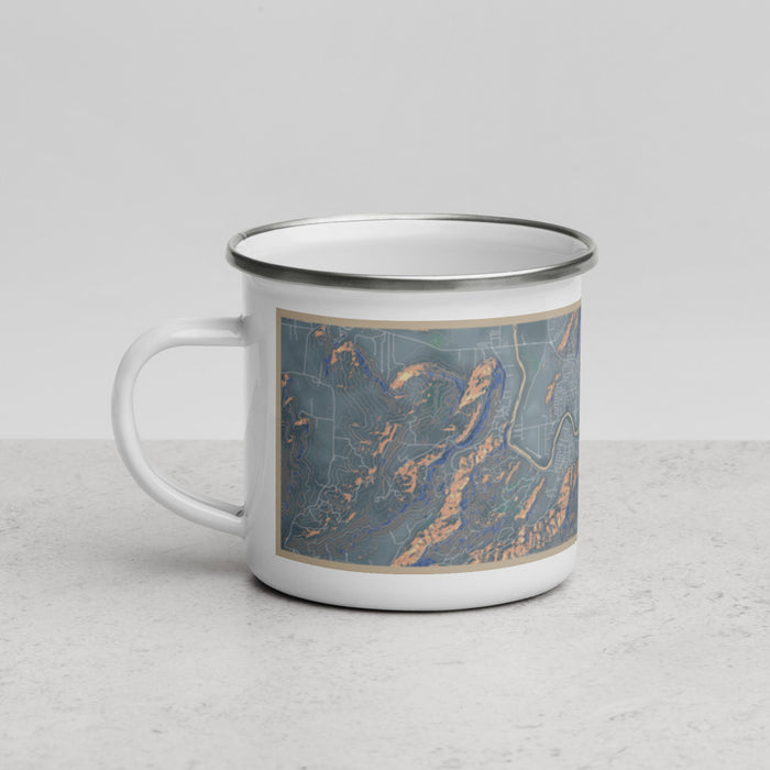 Left View Custom Roseburg Oregon Map Enamel Mug in Afternoon