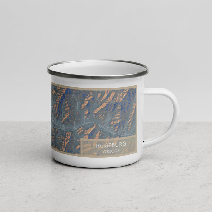 Right View Custom Roseburg Oregon Map Enamel Mug in Afternoon