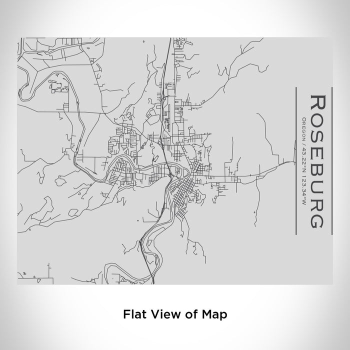Rendered View of Roseburg Oregon Map Engraving on 20oz Stainless Steel Insulated Bottle with Bamboo Top