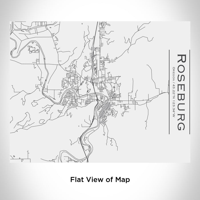 Rendered View of Roseburg Oregon Map Engraving on 20oz Stainless Steel Insulated Bottle with Bamboo Top in White