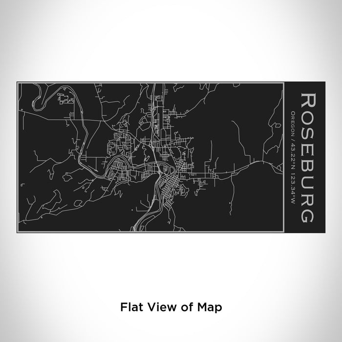Rendered View of Roseburg Oregon Map Engraving on 17oz Stainless Steel Insulated Cola Bottle in Black