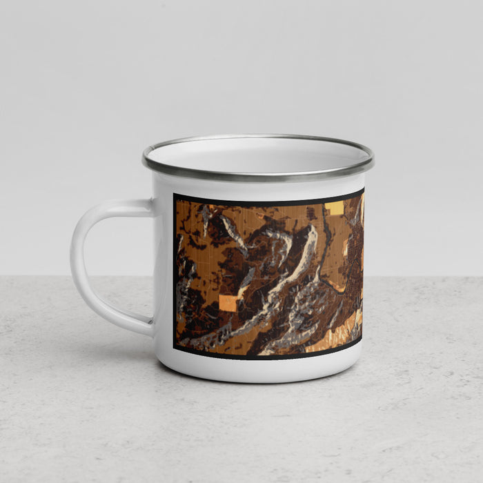 Left View Custom Roseburg Oregon Map Enamel Mug in Ember