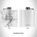 Rendered View of Roseburg Oregon Map Engraving on 6oz Stainless Steel Flask in White