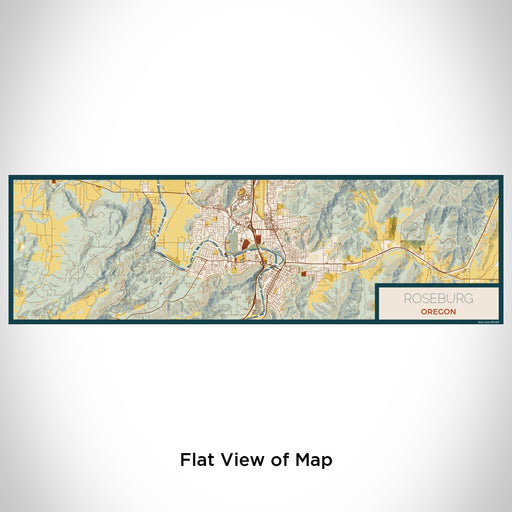 Flat View of Map Custom Roseburg Oregon Map Enamel Mug in Woodblock