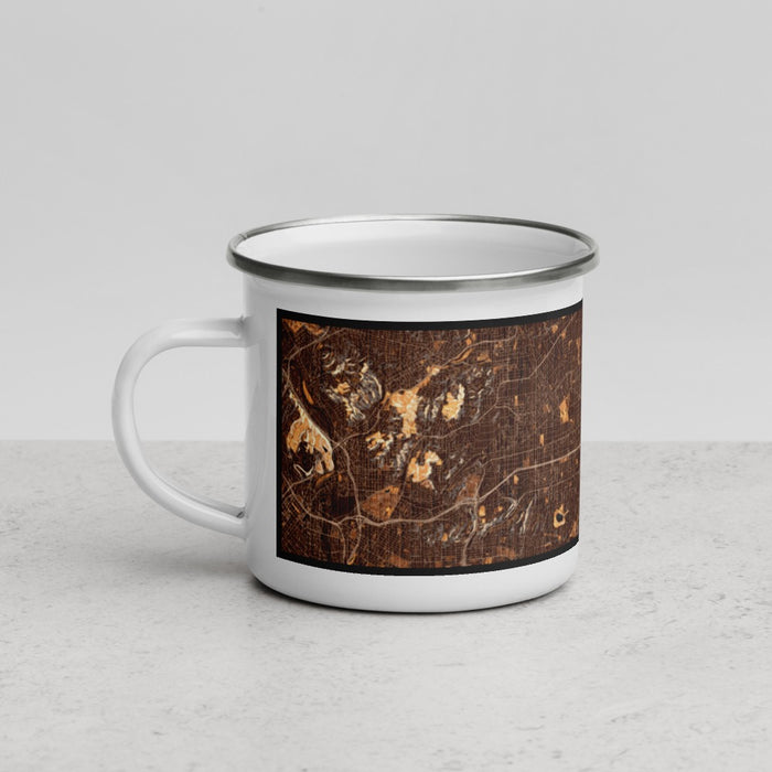 Left View Custom Rosemead California Map Enamel Mug in Ember