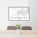 24x36 Rosenberg Texas Map Print Lanscape Orientation in Classic Style Behind 2 Chairs Table and Potted Plant