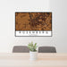 24x36 Rosenberg Texas Map Print Lanscape Orientation in Ember Style Behind 2 Chairs Table and Potted Plant