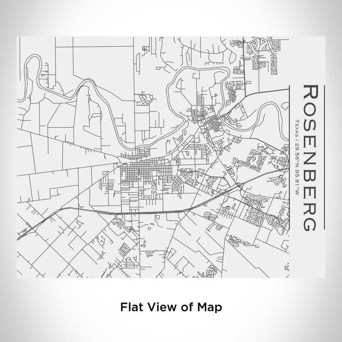 Rendered View of Rosenberg Texas Map Engraving on 20oz Stainless Steel Insulated Bottle with Bamboo Top in White