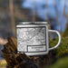 Right View Custom Rosenberg Texas Map Enamel Mug in Classic on Grass With Trees in Background